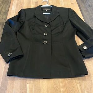 Vintage Kelly Graham New York Satin Black Blazer Size 12 Petite